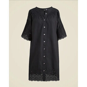 J Crew Jolie Eyelet Cotton Poplin Button Up Mini Dress US Women's XS New